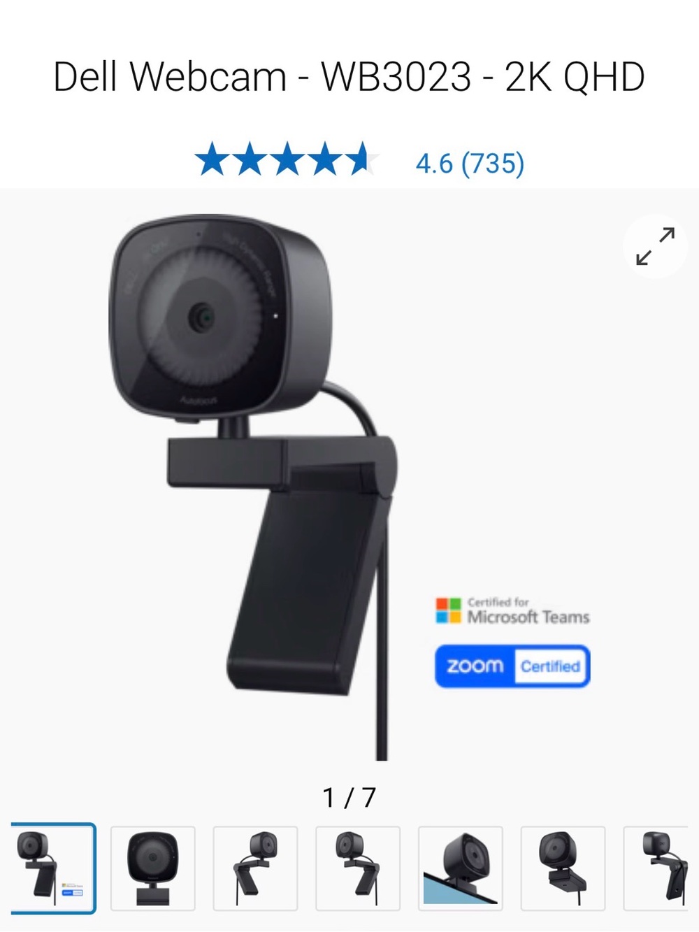 Dell WB3023 Webcam NEW IN BOX